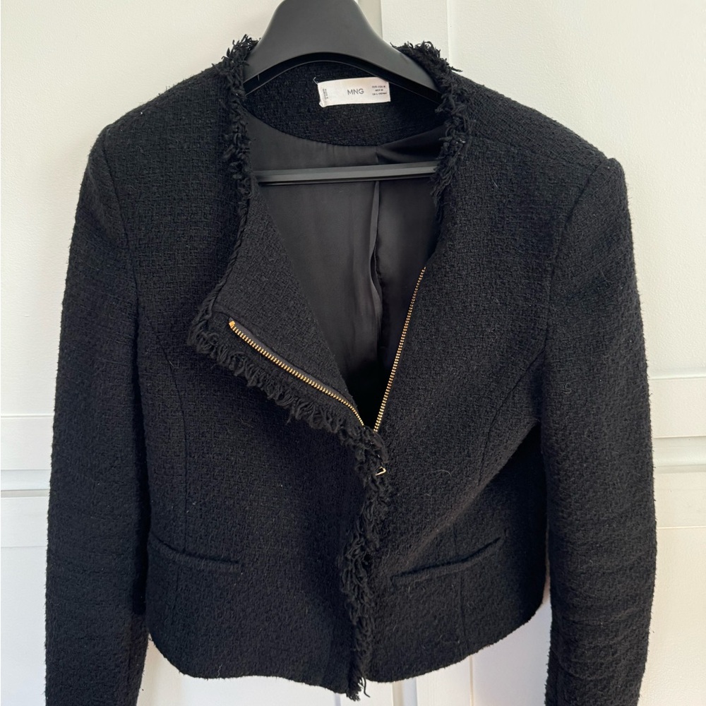 Mango Cotton Jacket tweed style with zipper - Picture 2 of 5